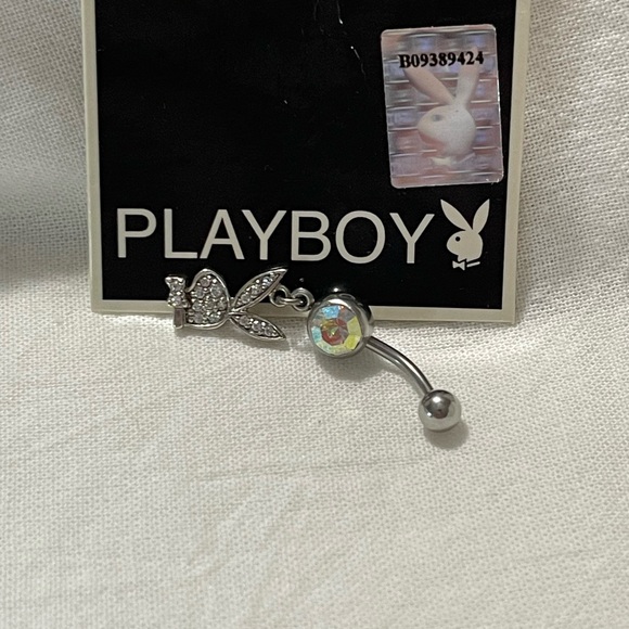 PLAYBOY Navel Ring Clear Rhinestones Silver, 14G, 316L - Item# B09389424 - Picture 4 of 17